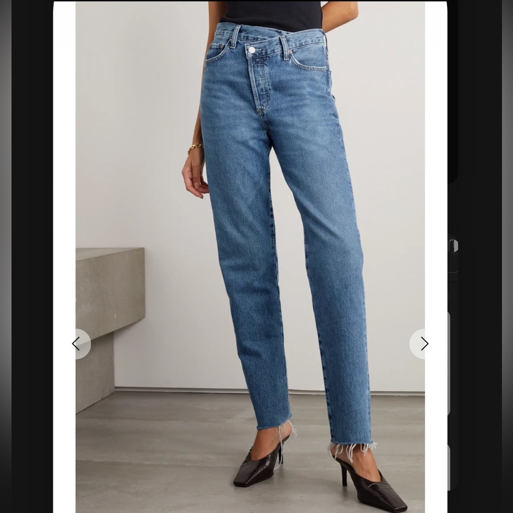 AGOLDE Criss Cross Size 27 frayed high-rise straight-leg jeans